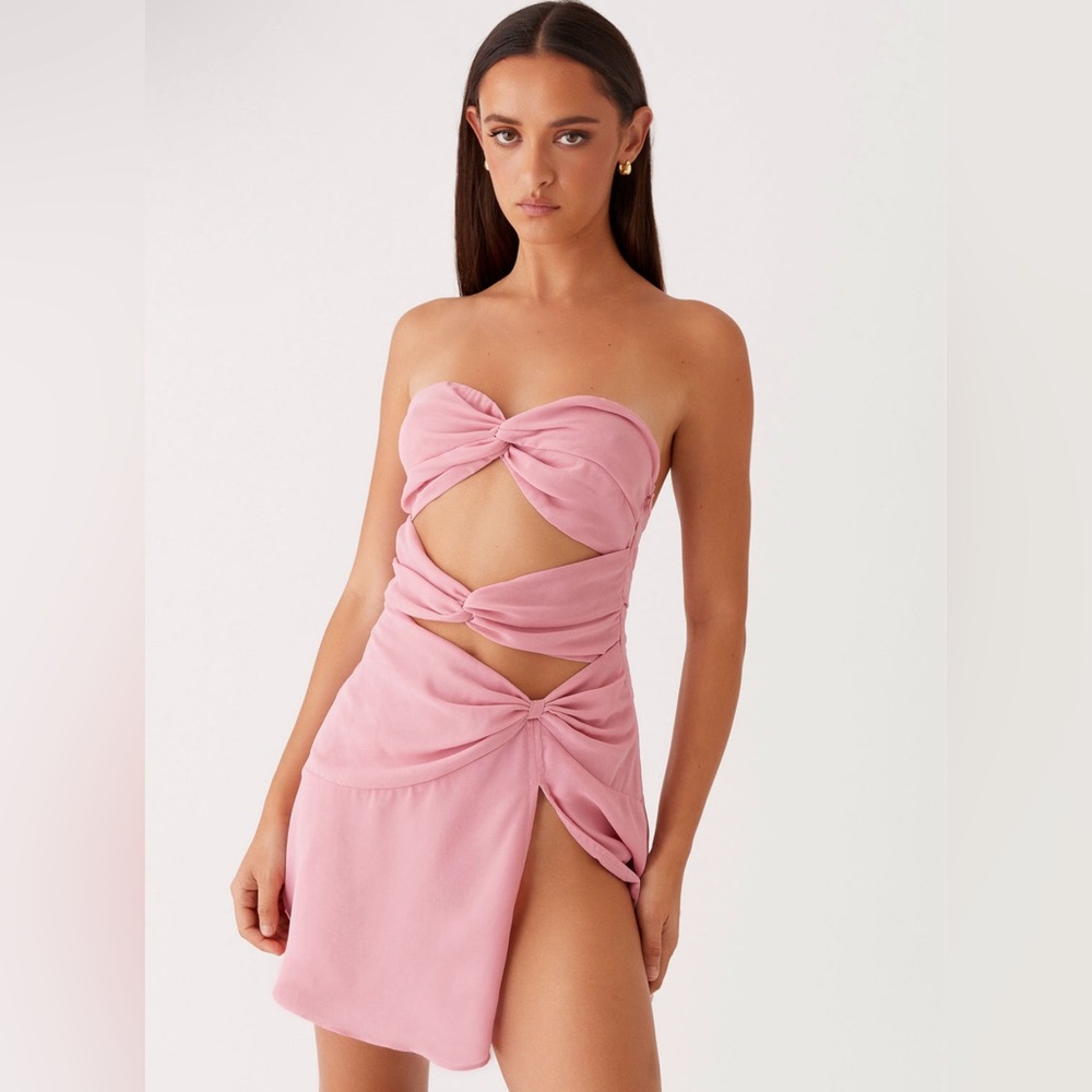 Pink Strapless Cutout Dress
